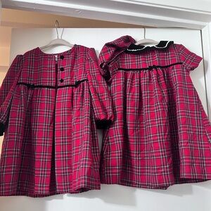 Vintage 3 piece plaid dress, coat and hat set 3t